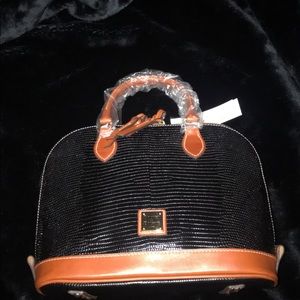 D&B Embossed Lizard ZIP Zip Satchel
